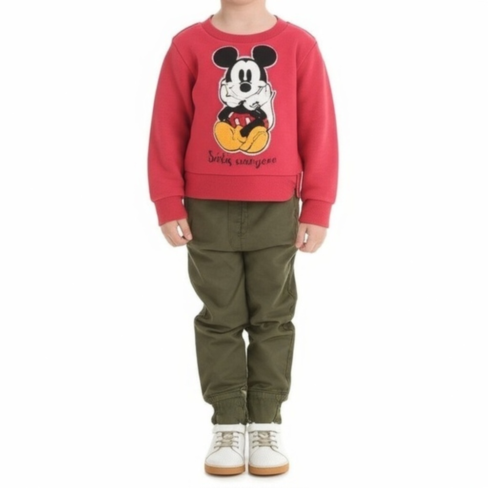 Disney Junior Mickey Mouse Red Fleece Sweatshirt Smiles Everyone Toddler 18M
